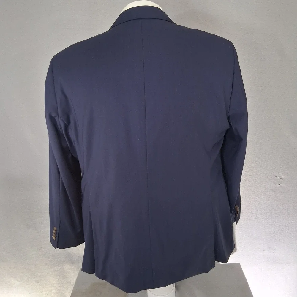 Indochino Blazer Mens 46S Navy Blue Guabello Super 120s Wool Double Vent Modern